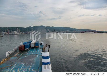 Jumbo ferry from Kobe bound for Shodoshima leaving Kobe port Jumbo ferry from Kobe bound for Shodoshima leaving Kobe port 33793134