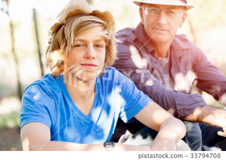 Father and son in vineyard Father and son in vineyard 33794708