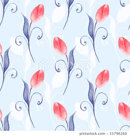 Floral seamless pattern with red flowers - Stock Illustration [33796268 ...