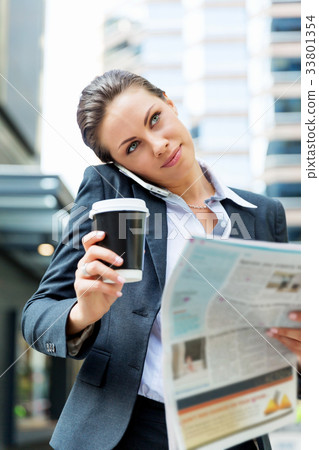 Portrait of business woman smiling outdoor 33801354