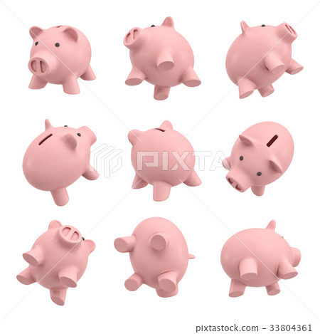 3d rendering of many piggy banks in different - Stock Illustration ...