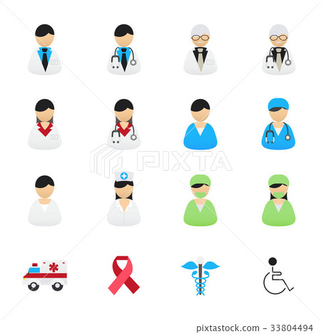 Doctor and Nurse Healthcare Professionals Icons. 33804494
