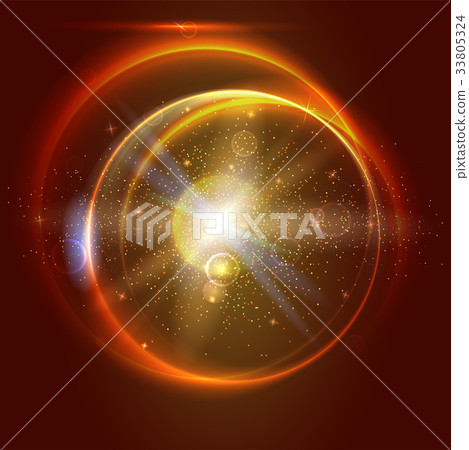 Blurred light rays and lens flare backdrop. Glow 33805324
