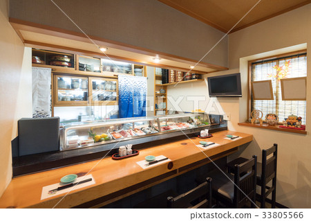 Sushi shop counter Japanese style sushi image 33805566