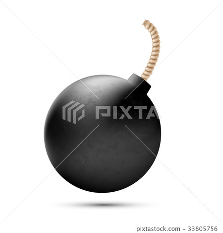 round bomb with fuse isolated on white background round bomb with fuse isolated on white background 33805756
