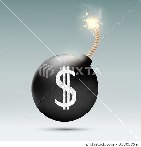 Bomb with a dollar sign and the burning wick Bomb with a dollar sign and the burning wick 33805759