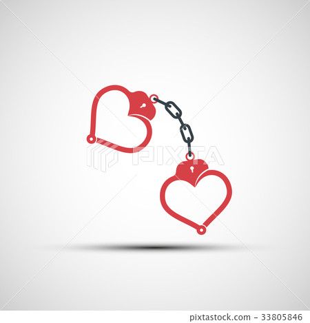 Vector icons of handcuffs in the form of heart Vector icons of handcuffs in the form of heart 33805846