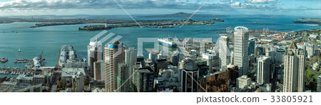 Auckland New Zealand aerial view panorama 33805921