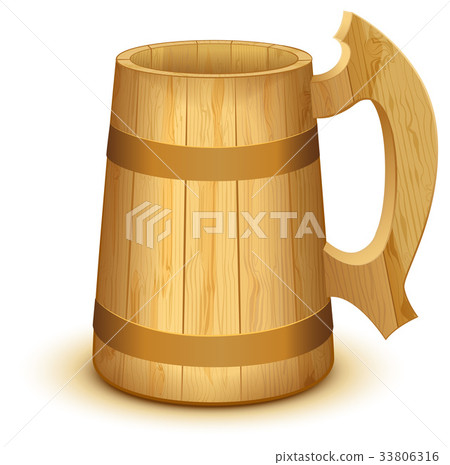 Empty wooden mug for beer Empty wooden mug for beer 33806316