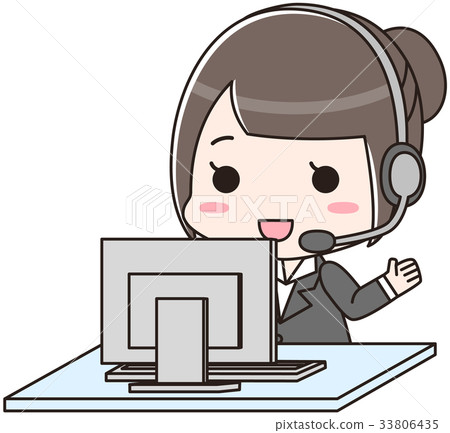PC and operator woman - Stock Illustration [33806435] - PIXTA