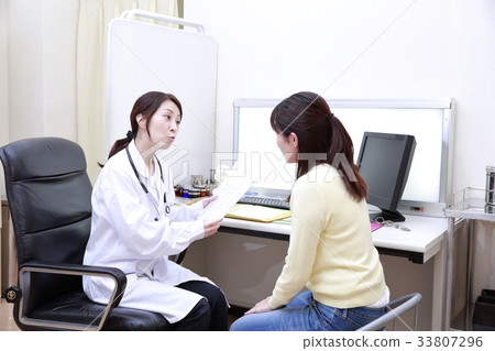 接受身體檢查的女性患者由女性醫生 接受身體檢查的女性患者由女性醫生 33807296