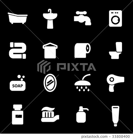 Vector white bathroom icons set - Stock Illustration [33808400] - PIXTA