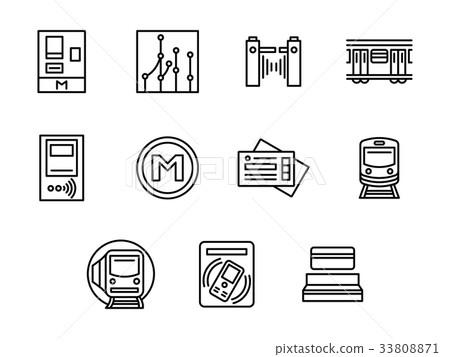 City subway black line vector icons set - Stock Illustration [33808871 ...