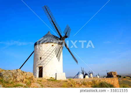 White windmill of La Mancha region 33811535
