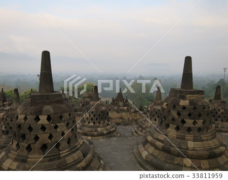 Morning view of Borobudur temple 33811959