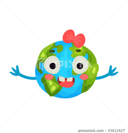 Funny smiling cartoon Earth planet emoji with red Funny smiling cartoon Earth planet emoji with red 33812427