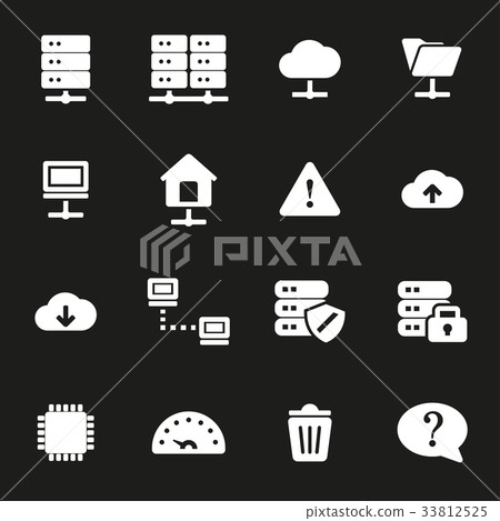 Vector white ftp icons set Vector white ftp icons set 33812525