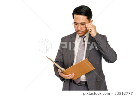 Businessman holding file folder Businessman holding file folder 33812777
