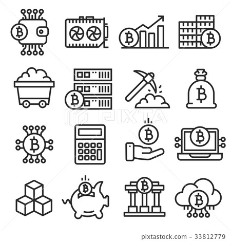 lines icon set bitcoin crypto - Stock Illustration [33812779] - PIXTA