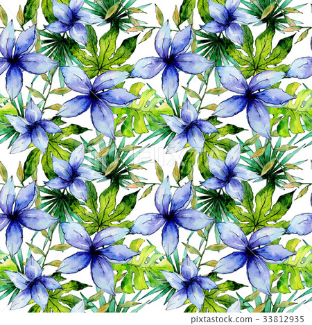 Tropical Hawaii leaves plants pattern  in 33812935