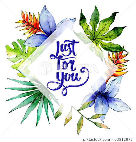 Tropical Hawaii leaves plants frame in Tropical Hawaii leaves plants frame in 33812975