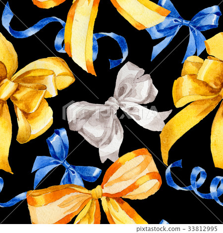 Watercolor holiday coloful ribbon pattern bow Watercolor holiday coloful ribbon pattern bow 33812995