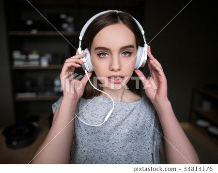 Audio book listening. Sexy young female Audio book listening. Sexy young female 33813176