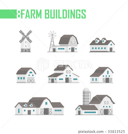 Five farm buildings set of icons - vector Five farm buildings set of icons - vector 33813525