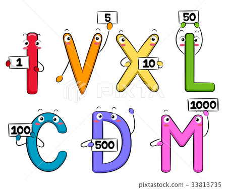 Mascots Roman Numerals Numbers Stock Illustration 33813735 Pixta