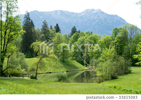 Bavaria,Palace garden of Linderhof Castle Germany 33815083