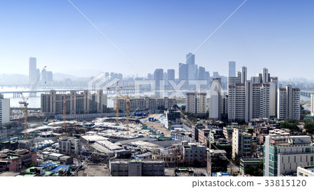 Construction Site, 63 Building, Seoul International Finance Center, LG Twin Tower, Mapo Bridge, Mapo-gu, Han River, Seoul Construction Site, 63 Building, Seoul International Finance Center, LG Twin Tower, Mapo Bridge, Mapo-gu, Han River, Seoul 33815120