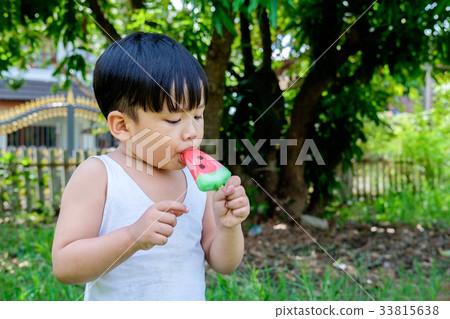 Asian Little boy eating Ice-Cream Asian Little boy eating Ice-Cream 33815638