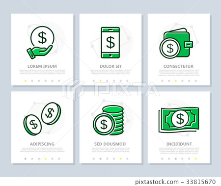 Set of bank and money colored elements for Set of bank and money colored elements for 33815670