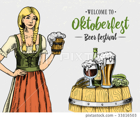 woman in traditional Belgian or Bavarian clothes 33816503