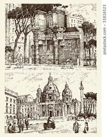 landscape in European town Rome in Italy 33816523