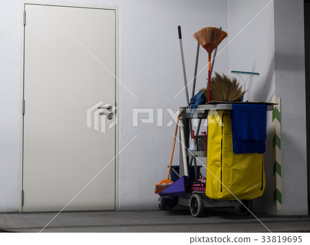 Cleaning tools cart wait for cleaning. Cleaning tools cart wait for cleaning. 33819695