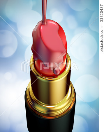 Red lipstick and nail polish on blue bokeh Red lipstick and nail polish on blue bokeh 33820487