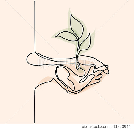 Hands palms together with growth plant 33820945