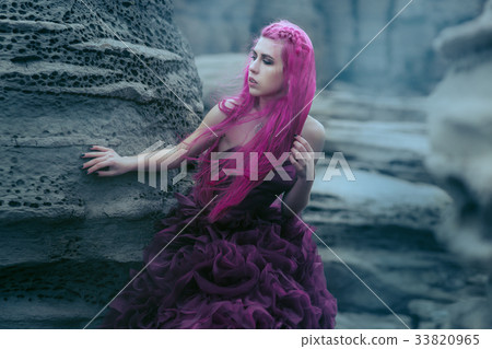 Woman near foggy sea Woman near foggy sea 33820965