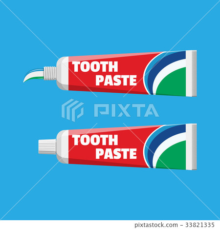 Tube with squeezed paste. Package with tooth paste 33821335