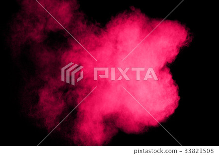 Colored powder splash cloud  on black background 33821508