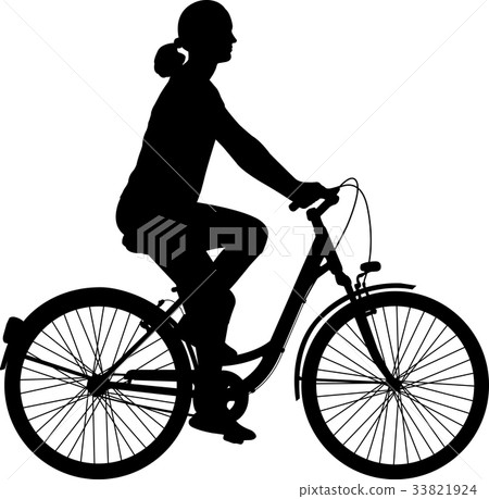 young woman riding bicycle silhouette young woman riding bicycle silhouette 33821924