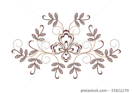 Embroidery yellow brown flower and twisted beads 33822270