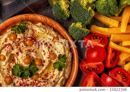 Classic hummus on the plate. Classic hummus on the plate. 33822396