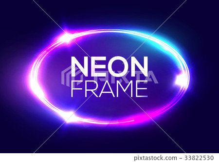 Neon sign. Oval frame with glowing and light 33822530