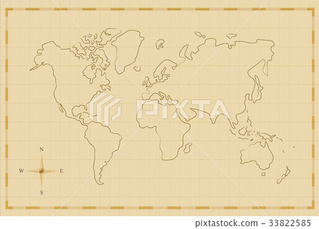 Vintage world map old hand drawn illustration art Vintage world map old hand drawn illustration art 33822585