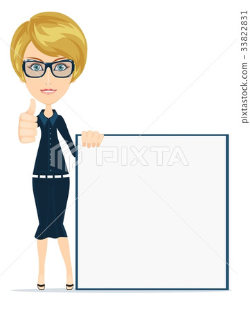 Portrait of the business woman with a poster Portrait of the business woman with a poster 33822831