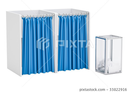 Election ballot box with polling booths 33822916