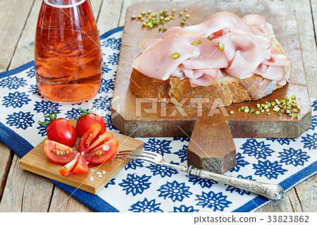 Mortadella Bread And Rose Wine 33823862
