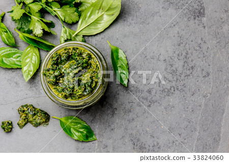 Chimichurri sauce. Argentine green parsley basil 33824060